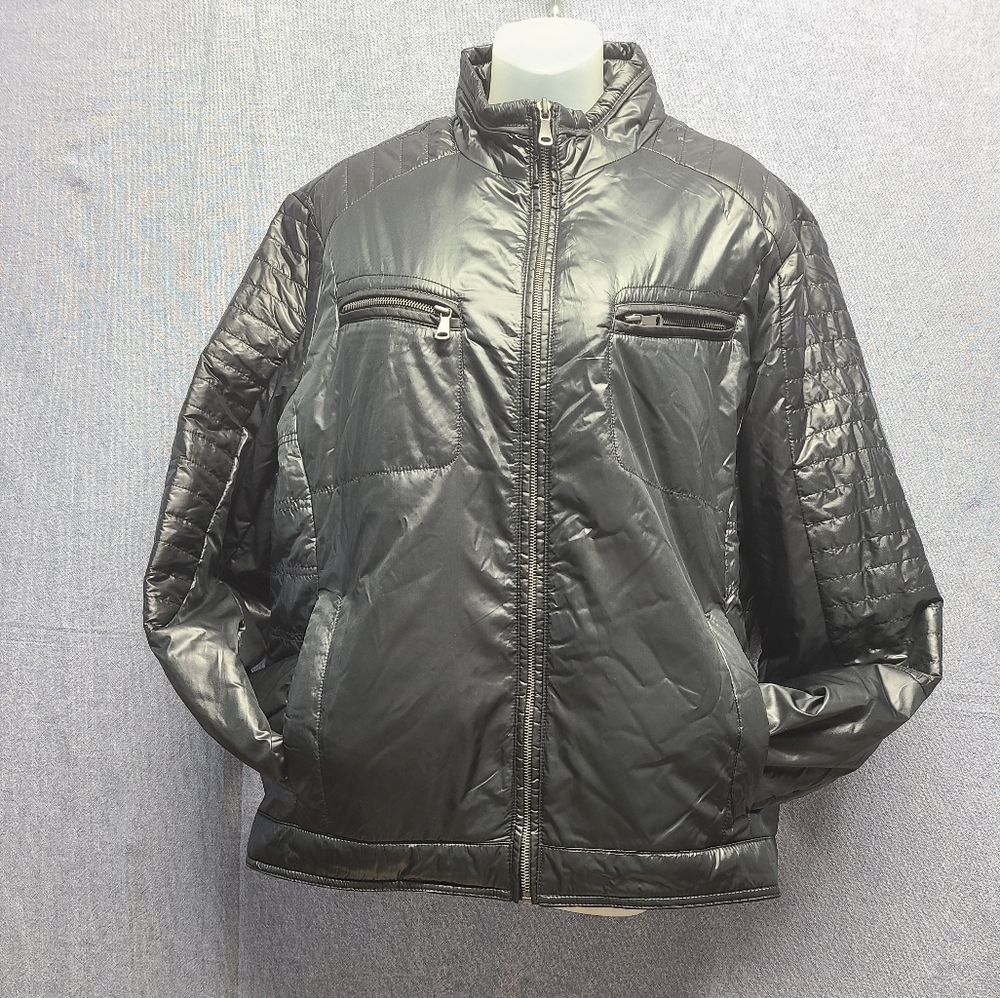 INC International Concept Black Puffer Zip- Up Jacket (Lg) NWT